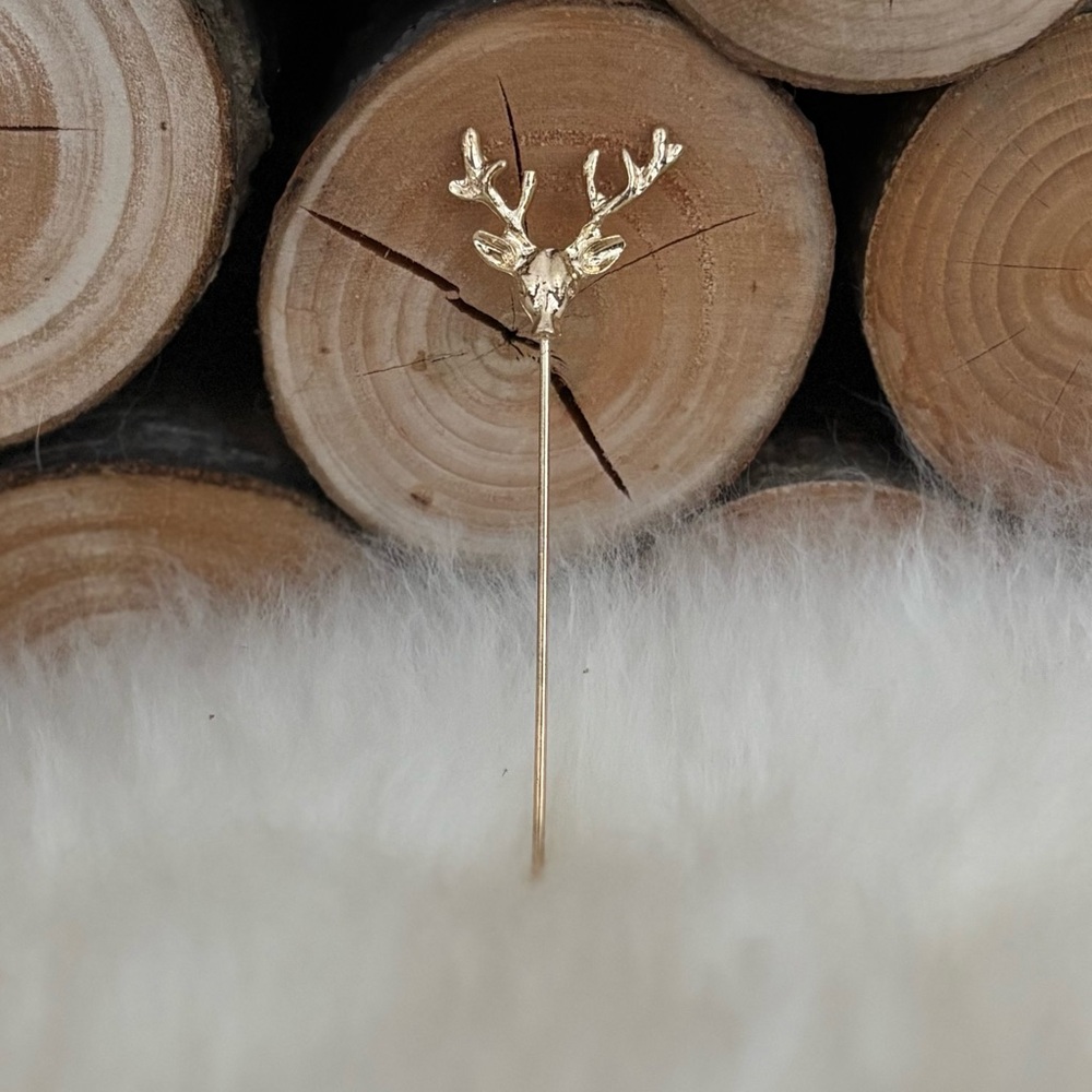 Gold Deer Antler Lapel Pin - Cabincore Western